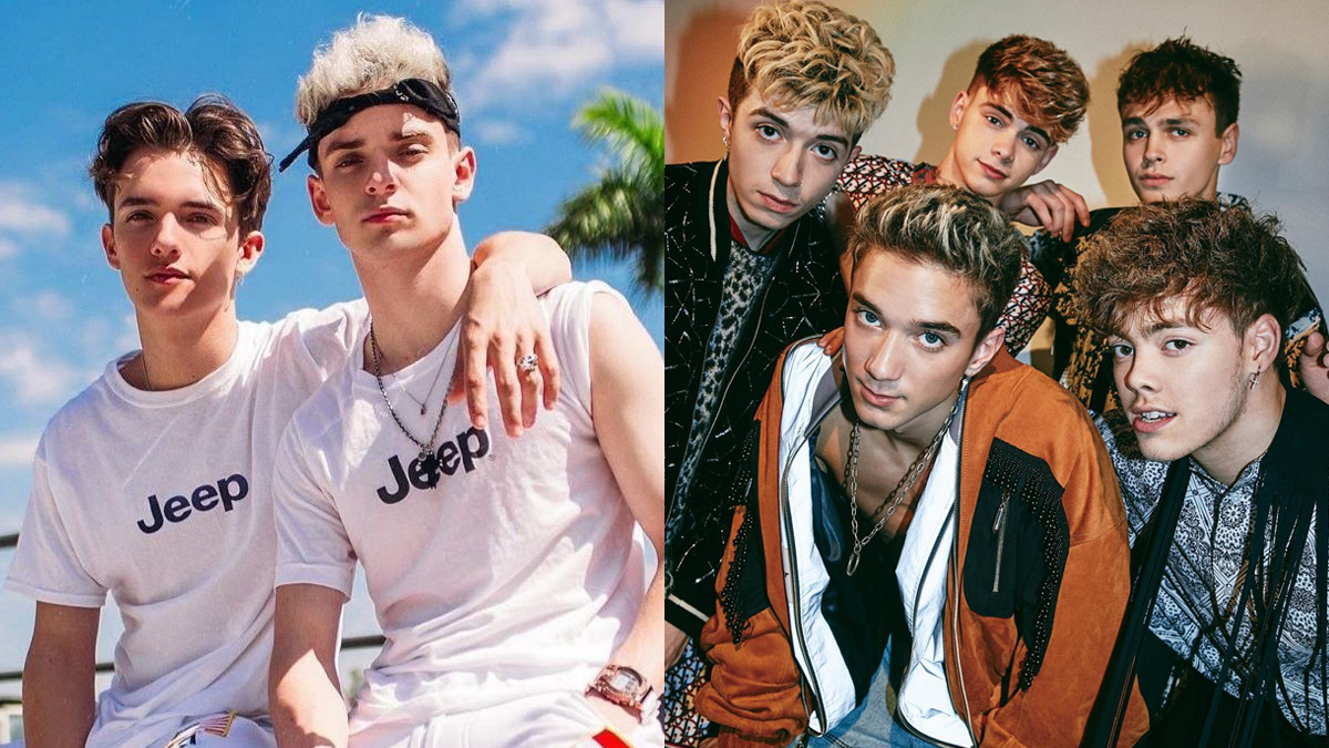 Josh Beauchamp e Noah Urrea, do Now United, com o Why Don't We